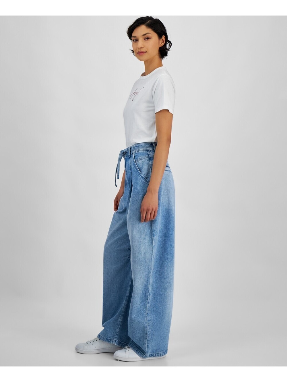 BOSS Orange Women's Pleated Barrel-Leg Denim Pants 29